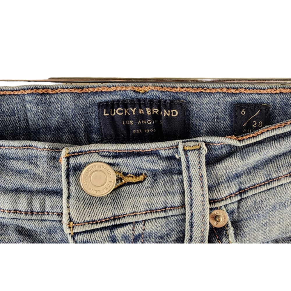 Lucky Brand Mid Rise Super Skinny AVA Women's 6/28 Med-Wash Distressed - Picture 4 of 4